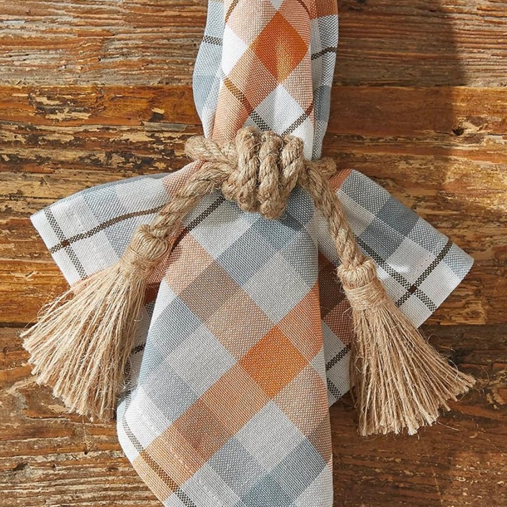 Park Design Jute Tassel Napkin Rings Set of 8